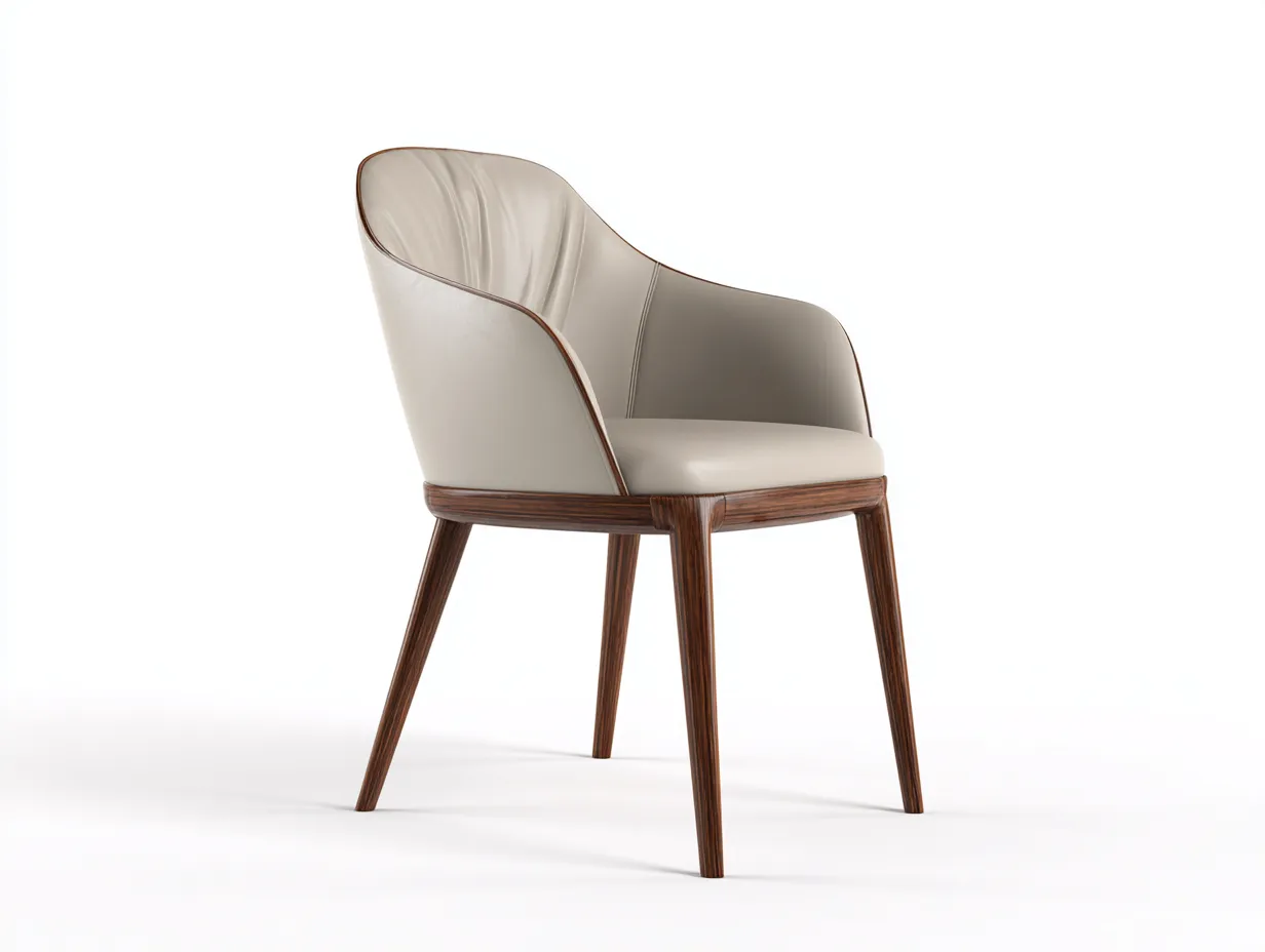 Sillas de comedor tapizada con patas de madera 55x58x82 cm - beige-marrón - diseño moderno interior-Craftuppad