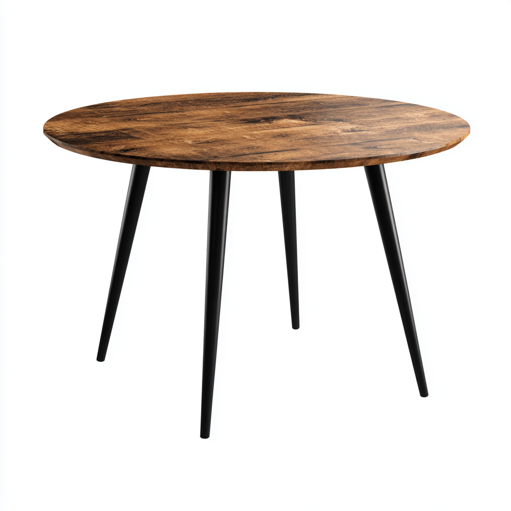 Mesa de jardín madera y metal 110x110x75 cm - madera natural - negro - uso en jardín diseño moderno- Nestupden