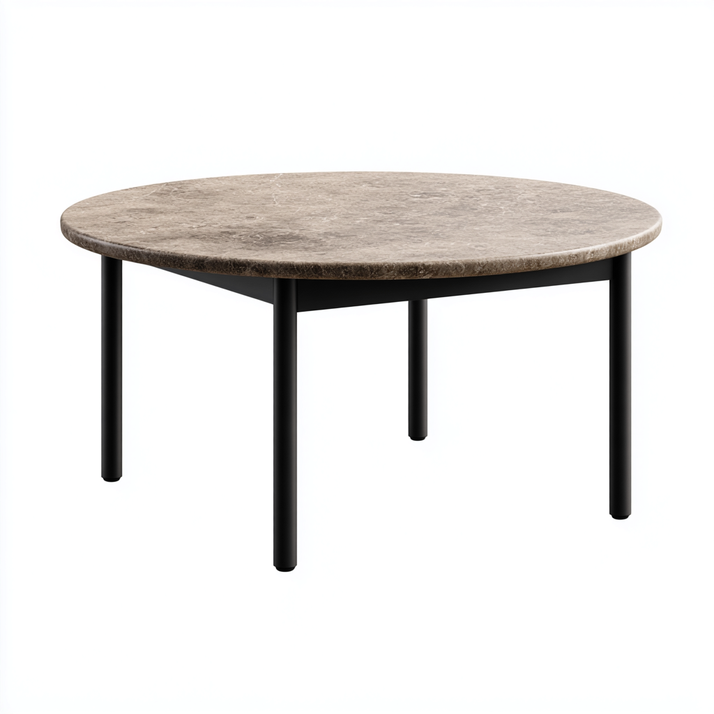 Mesa de jardín piedra - metal 85x85x48 cm - gris - negro - adecuado para jardín exterior - diseño moderno- Nestupden