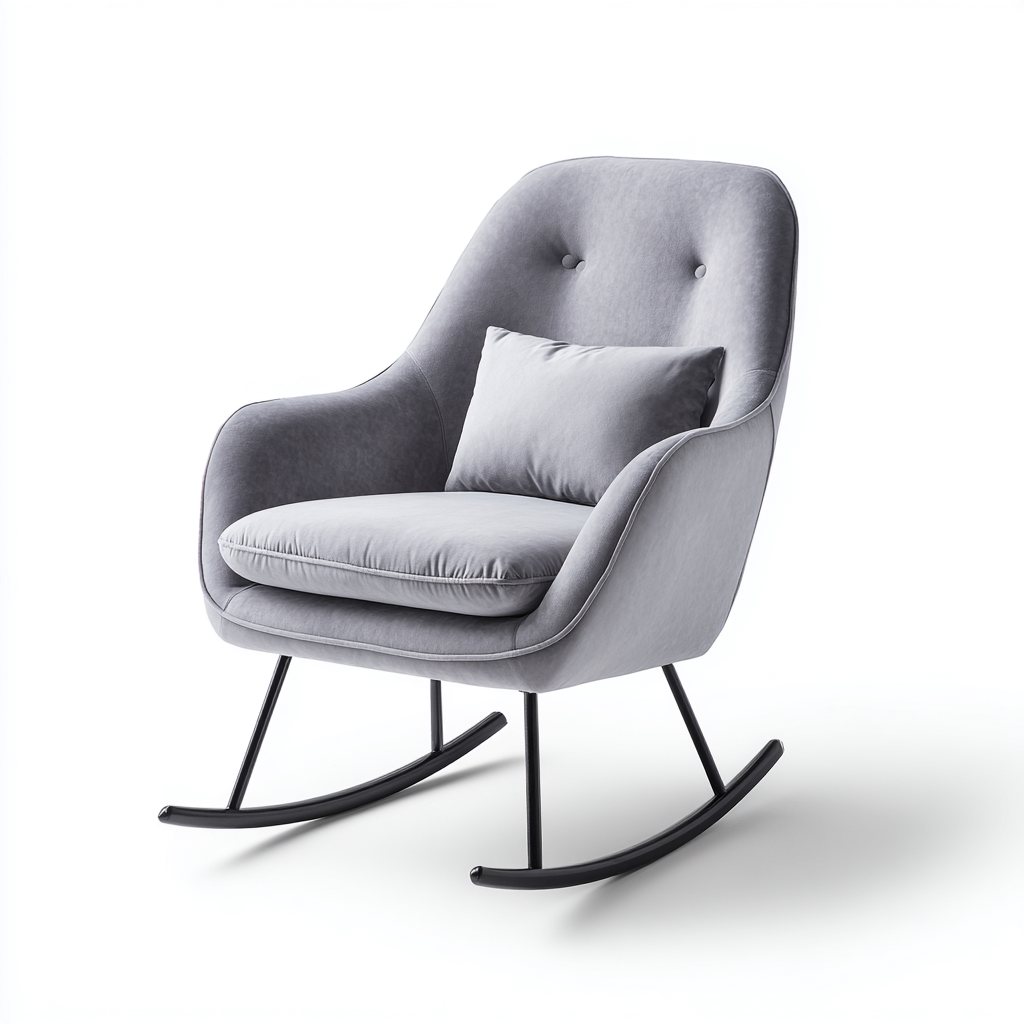 Mecedora tapizada - tela 82x70x98 cm - gris claro - uso en sala de estar - diseño moderno- Nestupden