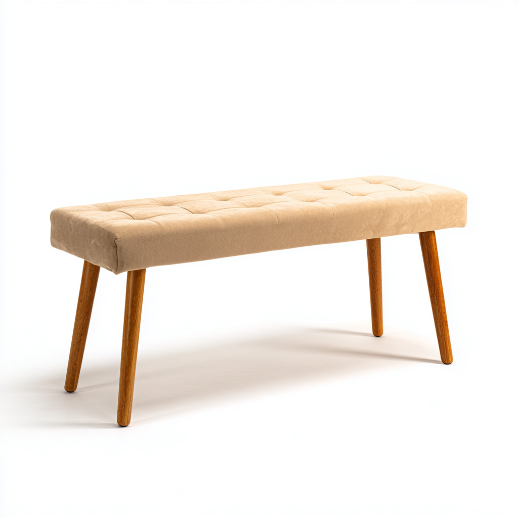 Banco de entrada madera y tela acolchada 110x36x47 cm - beige - madera - diseño minimalista apto para recibidor- Nestupden