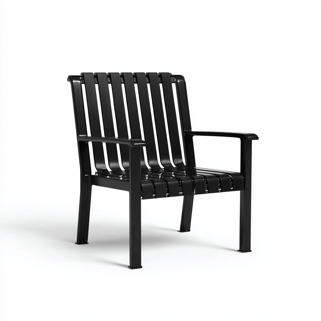 Silla de jardín-metal-plástico-65x60x90 cm-negro-estilo moderno-apta para jardín exterior- Nestupden