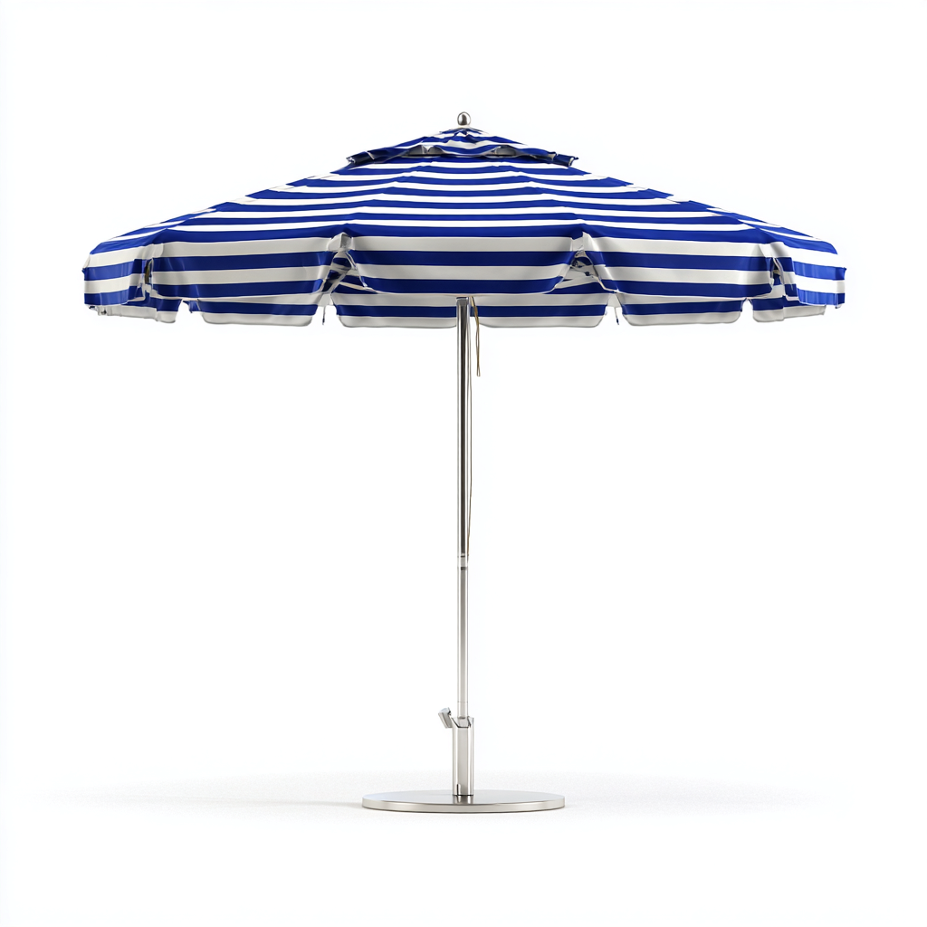 Sombrilla de jardín parasol metal y tela 260x260x245 cm azul - blanco apta para exterior - diseño clásico- Nestupden