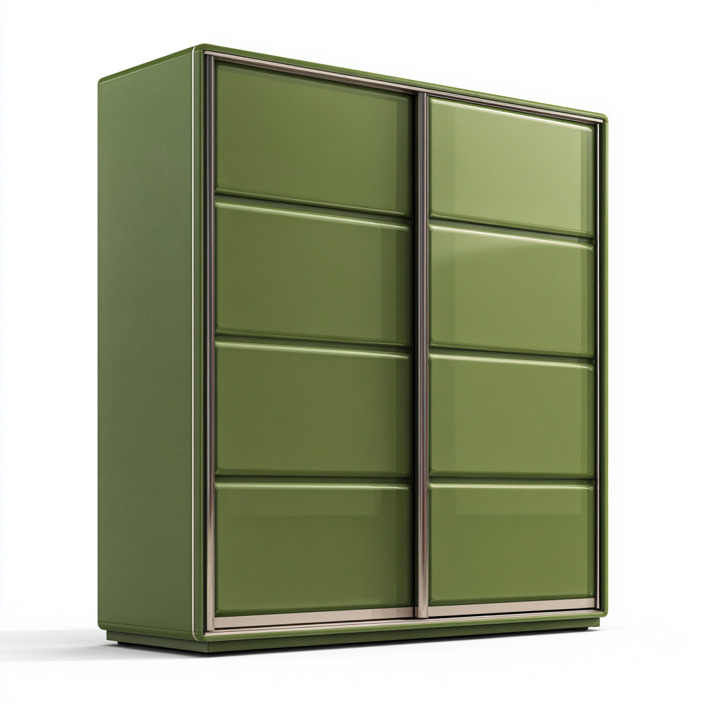 Armario madera 150x62x200 cm verde dormitorio diseño contemporáneo- Nestupden