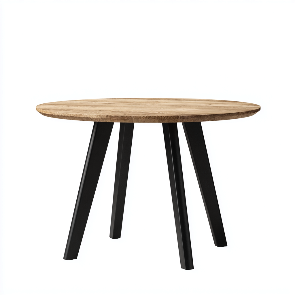 Mesa de jardín madera y metal 110x110x75 cm - madera natural - negro - uso en jardín diseño moderno- Nestupden