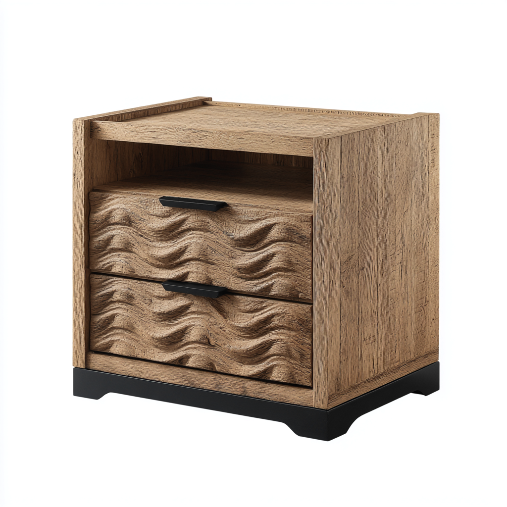 Mesita de noche madera 54x40x63 cm - madera rústica - negro - diseño moderno - apta para dormitorio- Nestupden