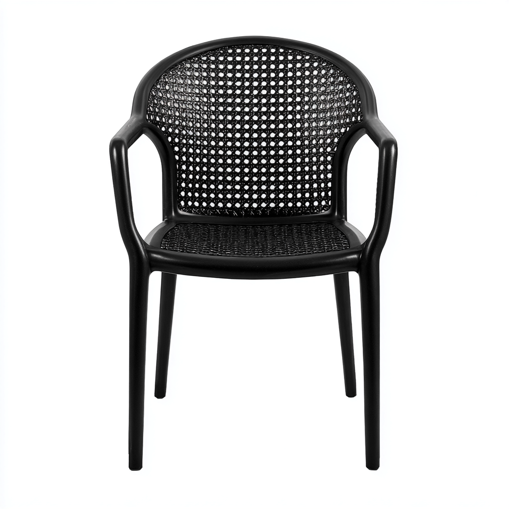 Silla de jardín plástico resistente diseño rejilla 56x58x84 cm - negro - apta para jardín exterior - estilo moderno- Nestupden