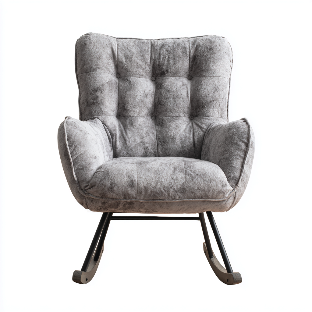 Mecedora tapizada - tela gruesa 85x74x105 cm - gris claro - uso en sala de estar - diseño moderno- Nestupden
