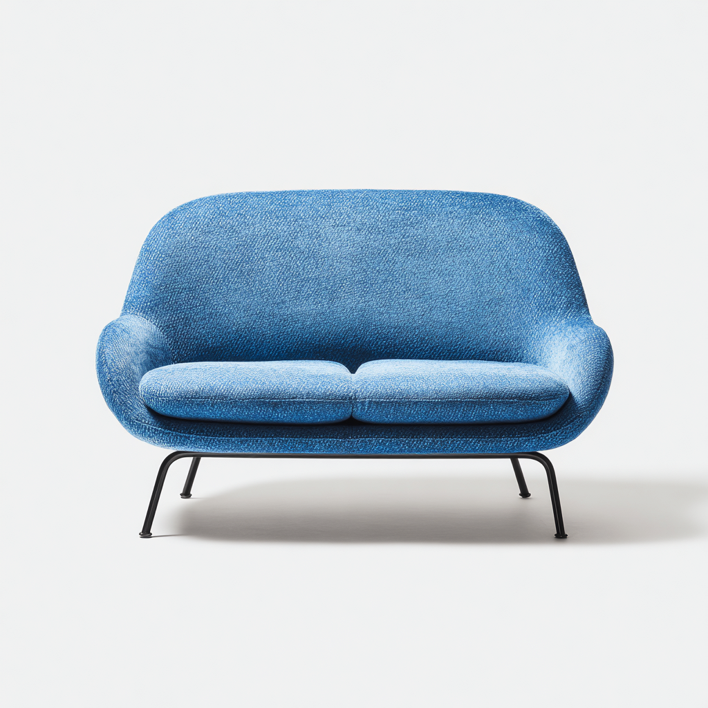 Sofá de 2 plazas tapizado 150x80x85 cm - azul - apto para salón - diseño moderno- Nestupden