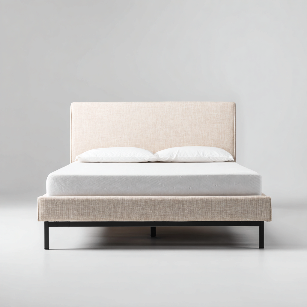 Cama matrimonial tapizada 200x160x100 cm - color beige - diseño moderno - apta para dormitorio- Nestupden