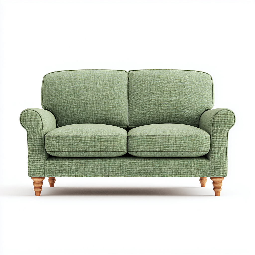 Sofá de 2 plazas de tela 150x85x90 cm - verde claro - apto para salón - estilo clásico con brazos redondeados- Nestupden