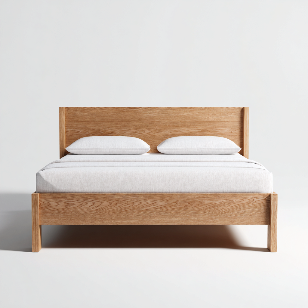 Cama matrimonial madera maciza - 200x160x110 cm - color madera natural - apta para dormitorio - diseño contemporáneo- Nestupden