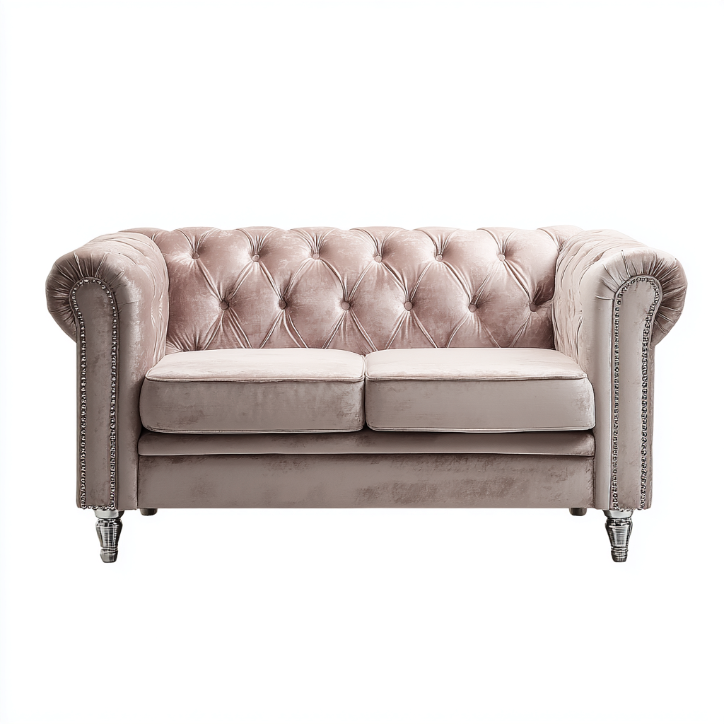 Sofá de 2 plazas tela 170x90x87 cm - rosa - diseño contemporáneo para salón- Nestupden