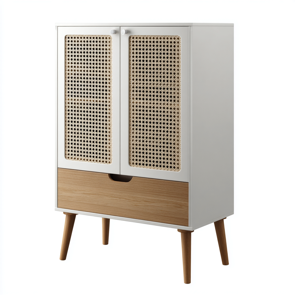 Zapatero madera 70x35x95 cm - blanco - madera - natural - uso en recibidor - diseño moderno- Nestupden