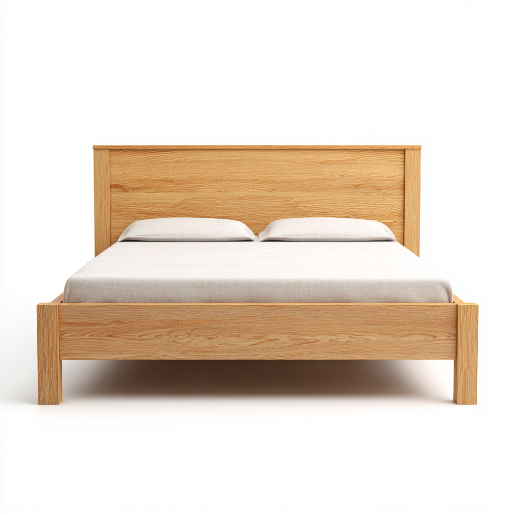 Cama matrimonial madera maciza - 200x160x110 cm - color madera natural - apta para dormitorio - diseño contemporáneo- Nestupden