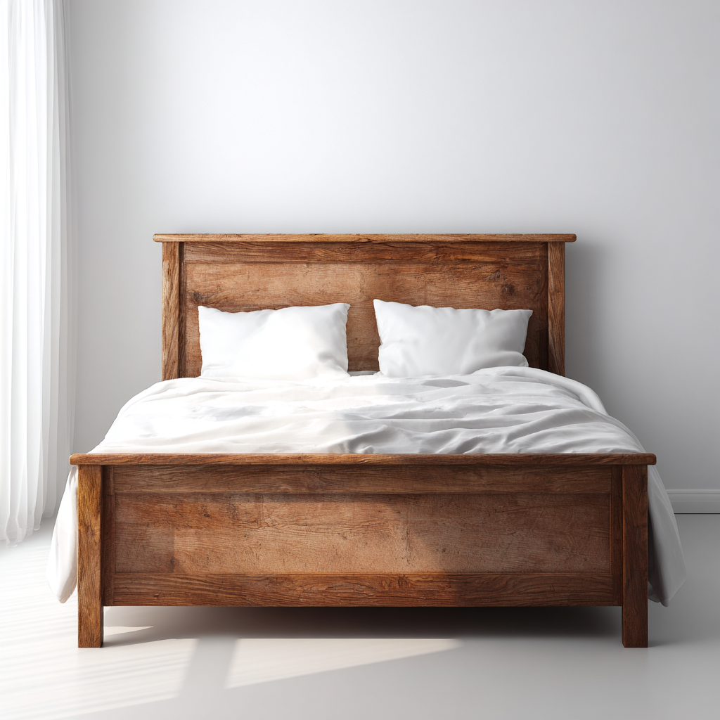 Cama matrimonial madera maciza 200x160x105 cm - color madera oscura - diseño moderno - apta para dormitorio- Nestupden