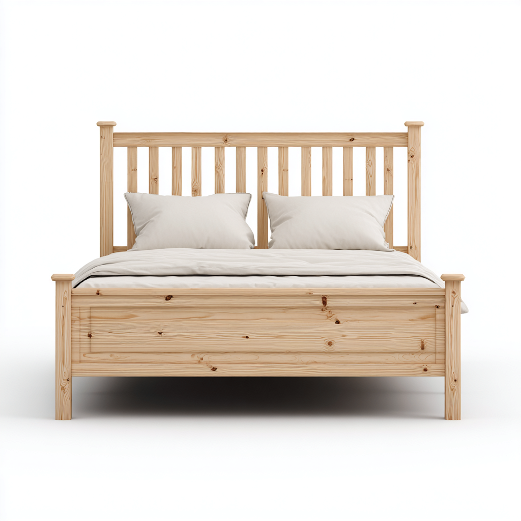 Cama matrimonial madera maciza 200x160x105 cm - color madera natural - diseño moderno - apta para dormitorio- Nestupden