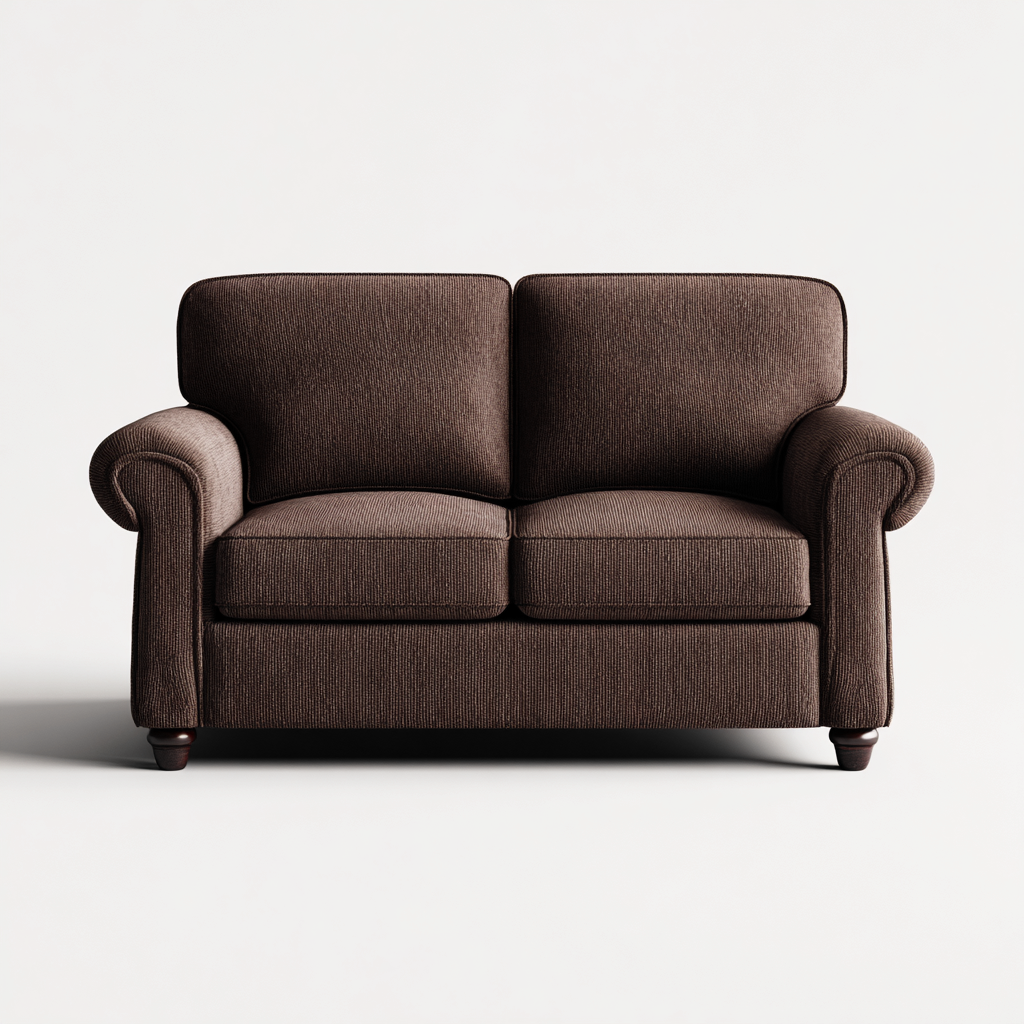 Sofá de 2 plazas de tela 150x85x80 cm - marrón - apto para salón - estilo clásico- Nestupden