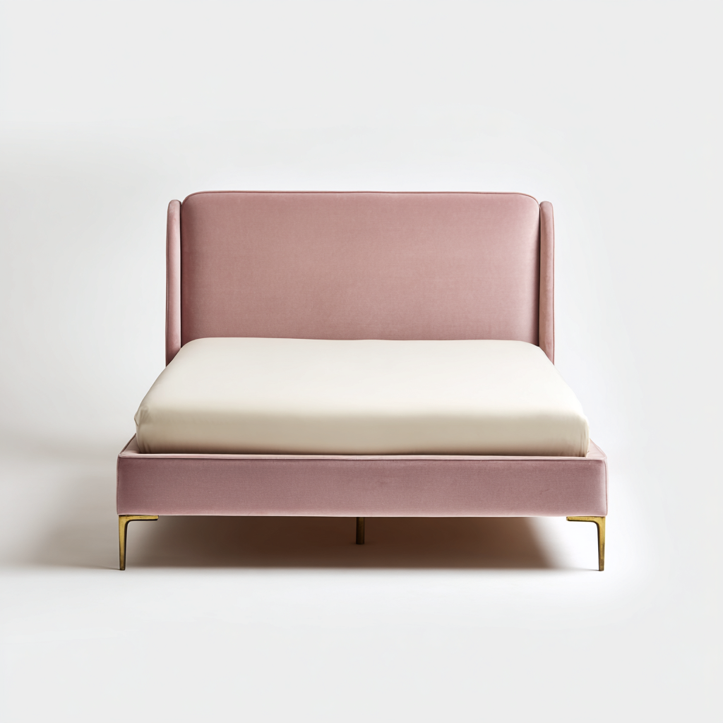 Cama matrimonial tapizada 200x160x105 cm - color rosa - oro - diseño moderno - apta para dormitorio- Nestupden