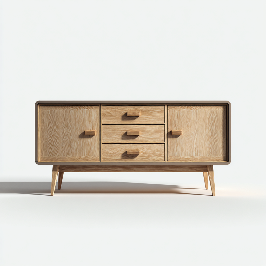 Mueble de TV madera maciza 160x40x75 cm - natural - apto para salón - diseño moderno- Nestupden