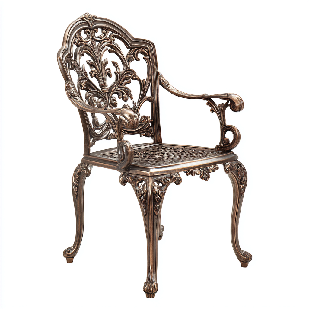 Silla de jardín aluminio fundido 55x60x90 cm - bronce - apta para jardín exterior - diseño clásico- Nestupden