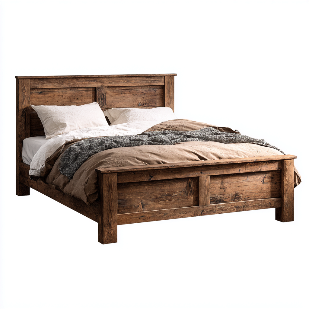 Cama matrimonial madera maciza 200x160x110 cm - color madera oscura - diseño moderno - apta para dormitorio- Nestupden