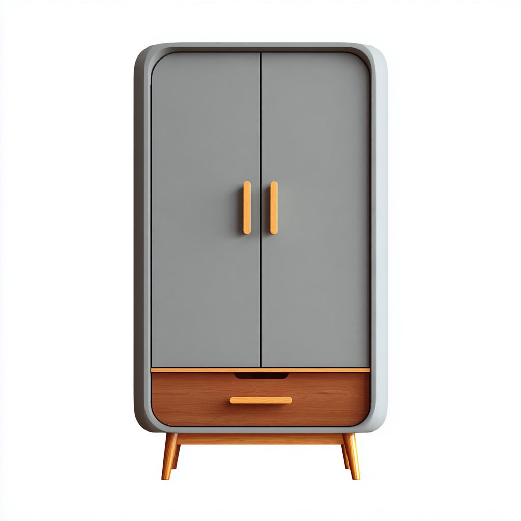 Armario de madera 90x45x170 cm - gris - madera - adecuado para dormitorio - diseño moderno- Nestupden