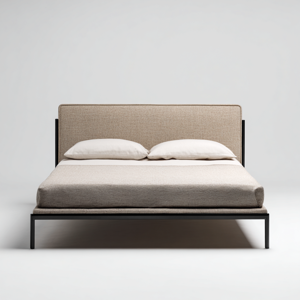 Cama matrimonial tapizada 200x160x95 cm - color beige - diseño moderno - apta para dormitorio- Nestupden