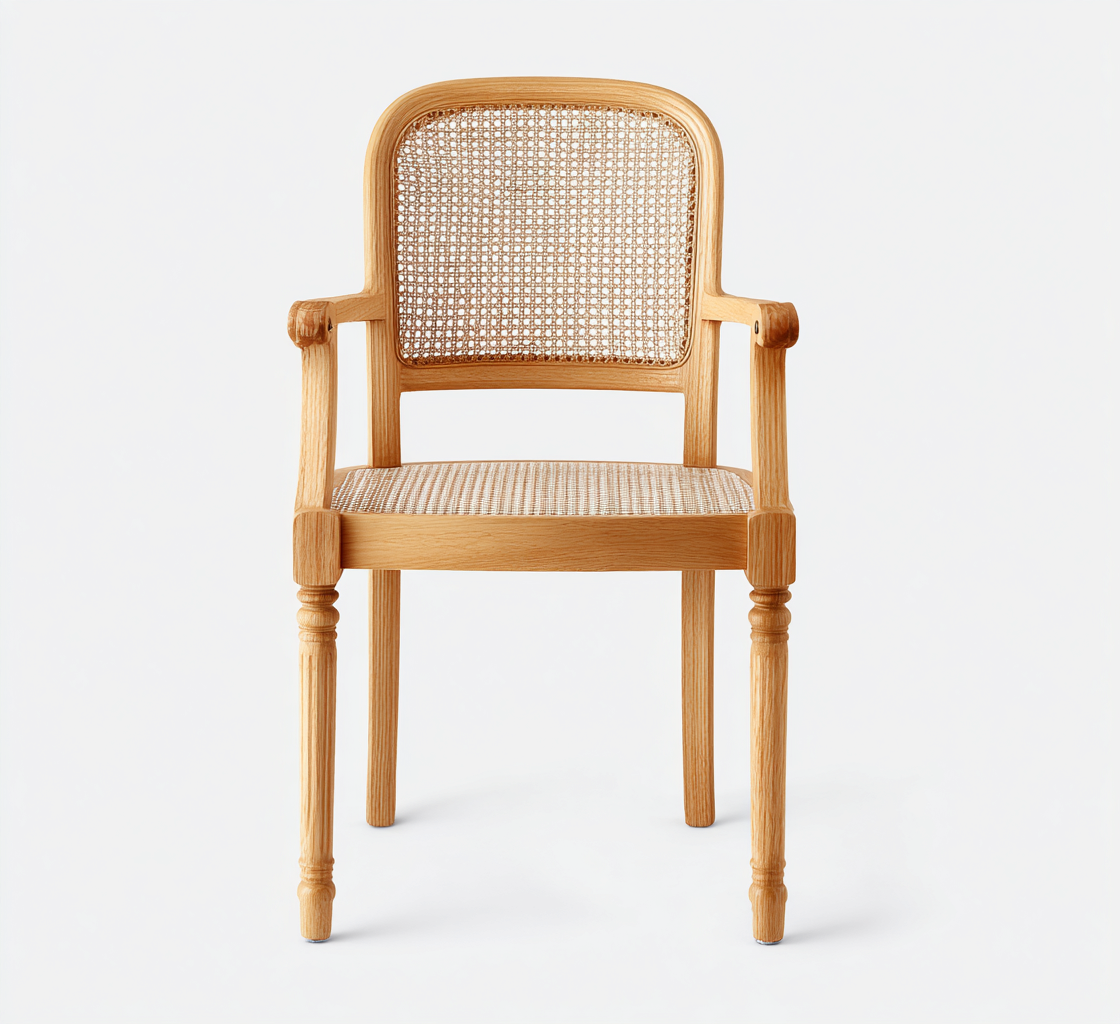 Silla de jardín madera y ratán 54x51x86 cm - madera natural - apta para jardín - diseño clásico- Nestupden