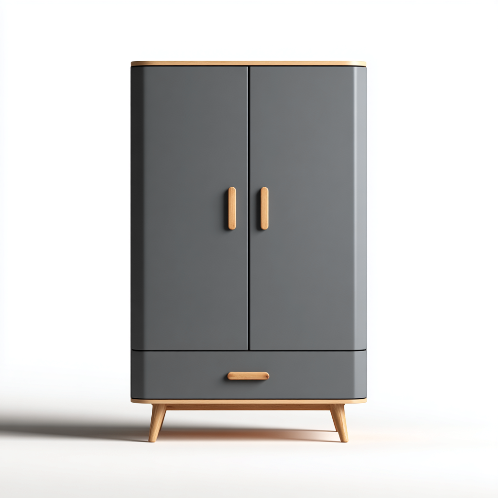 Armario madera 98x50x178 cm gris dormitorio diseño moderno- Nestupden