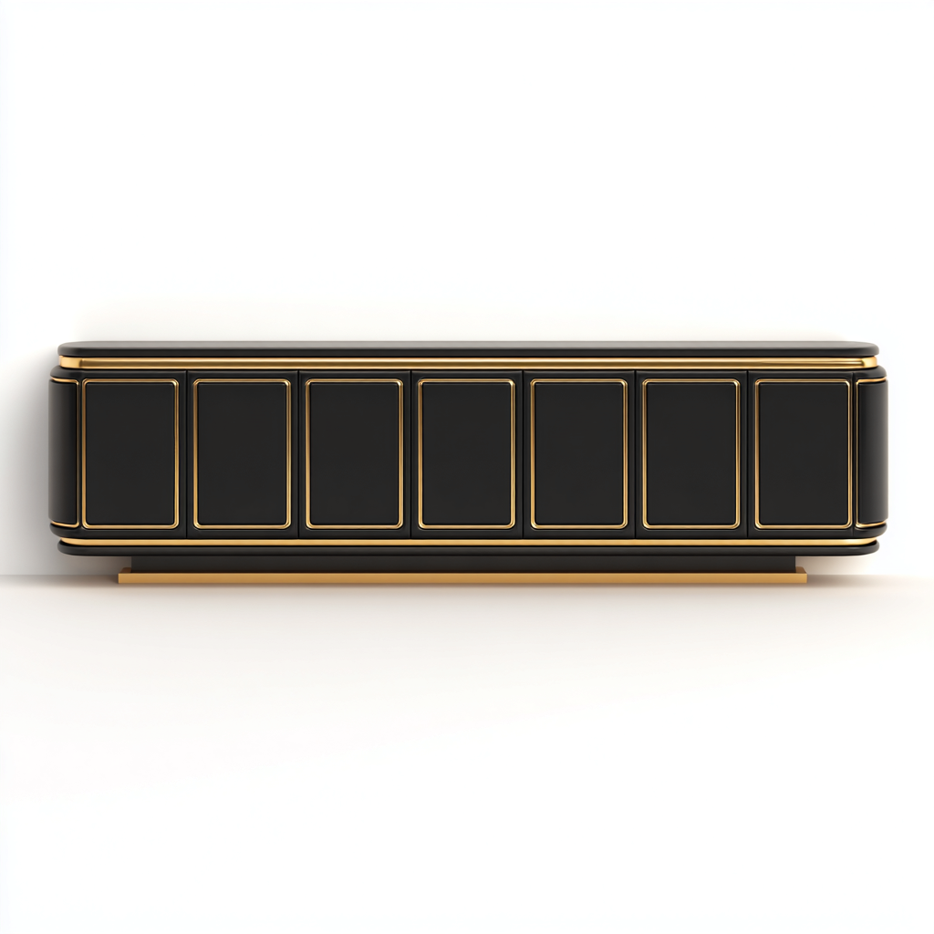 Mueble de TV madera 180x45x58 cm - negro - apto para salón - diseño moderno- Nestupden