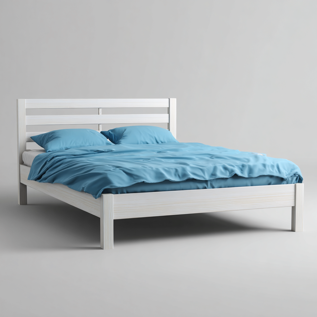 Cama matrimonial madera maciza - 200x160x108 cm - color blanco - apta para dormitorio - diseño contemporáneo- Nestupden