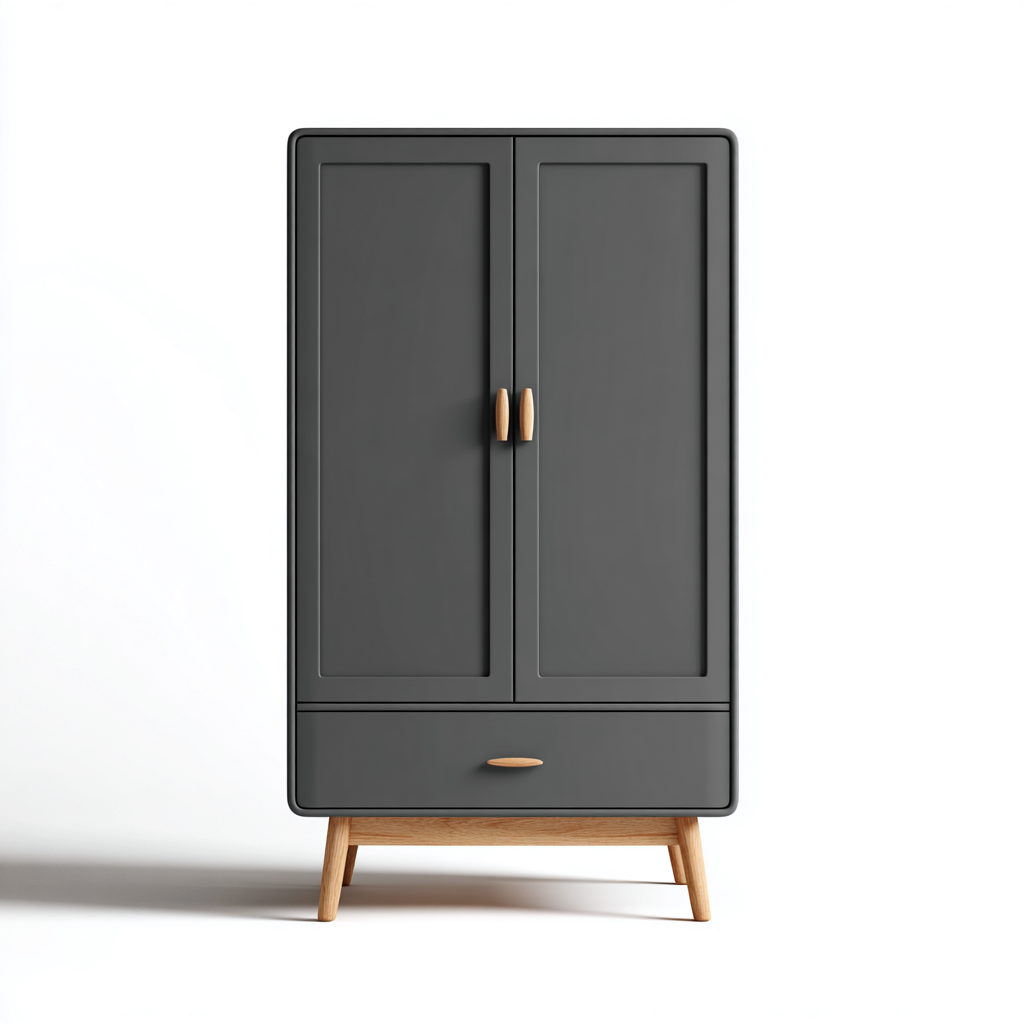 Armario madera 100x50x180 cm gris dormitorio diseño moderno- Nestupden