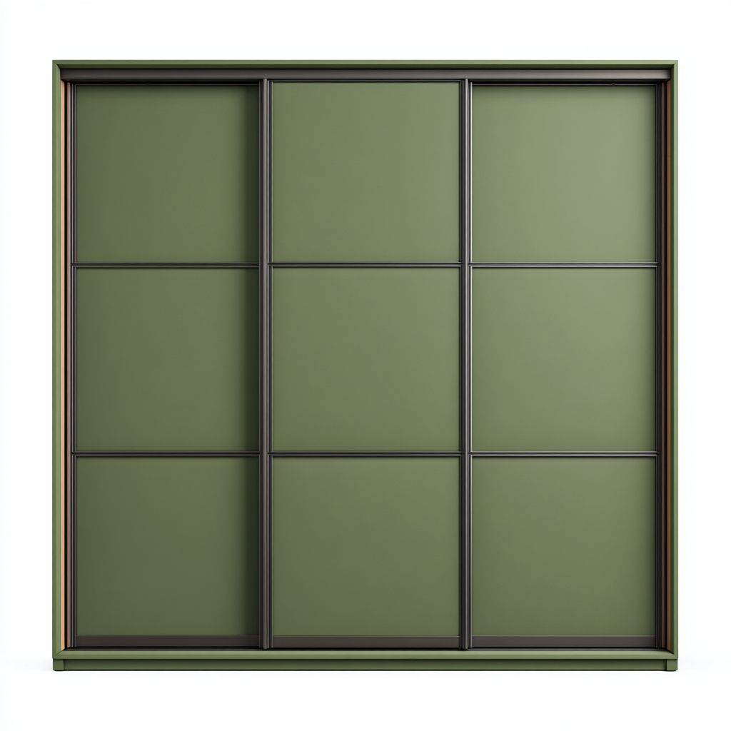 Armario madera 240x68x210 cm verde dormitorio diseño minimalista- Nestupden