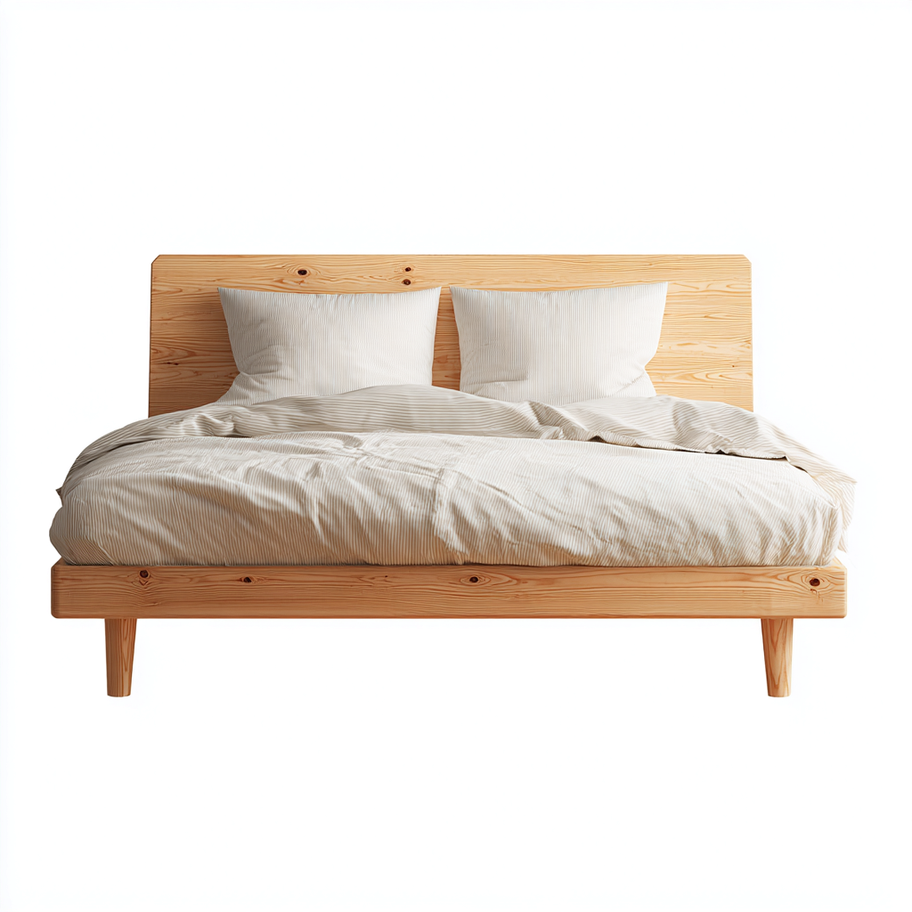 Cama matrimonial madera maciza 200x160x90 cm - color madera natural - diseño moderno - apta para dormitorio- Nestupden