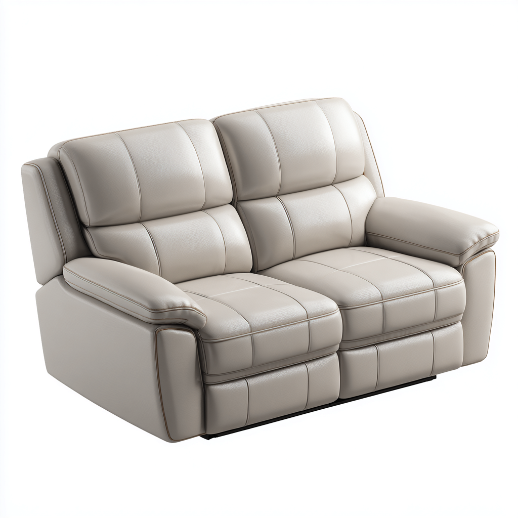 Sofá de 2 plazas de piel 178x98x92 cm - gris claro - apto para salón - diseño contemporáneo- Nestupden