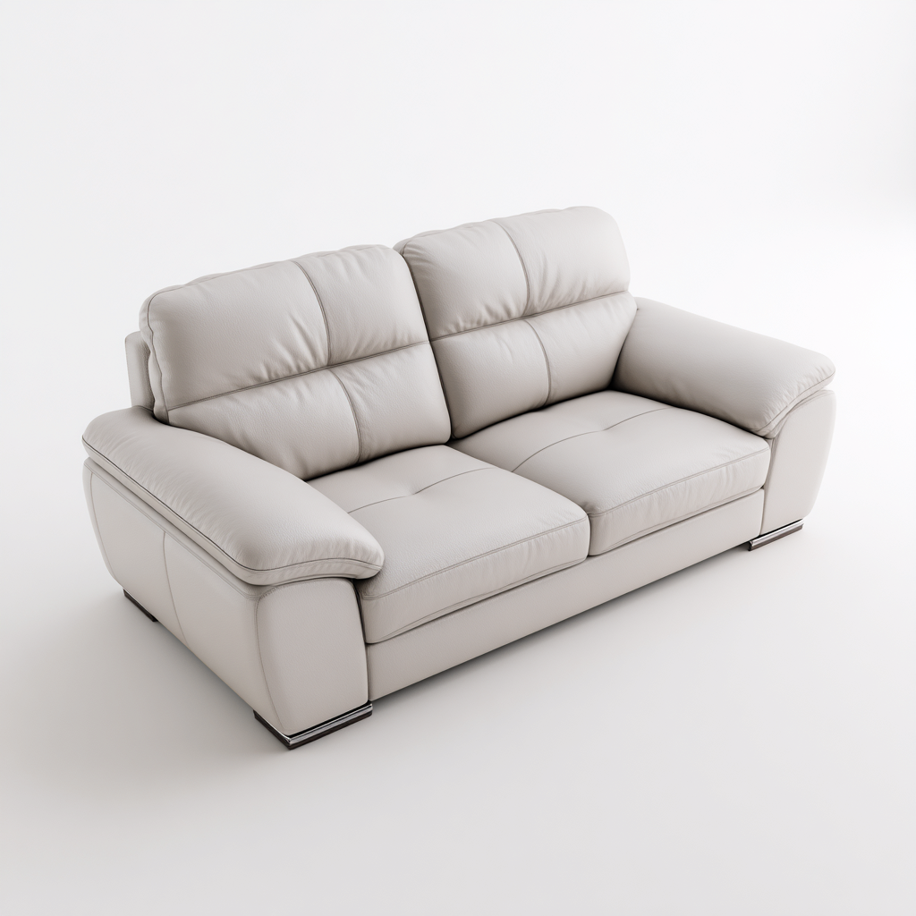 Sofá de 2 plazas de piel 185x95x90 cm - gris claro - apto para salón - diseño contemporáneo- Nestupden