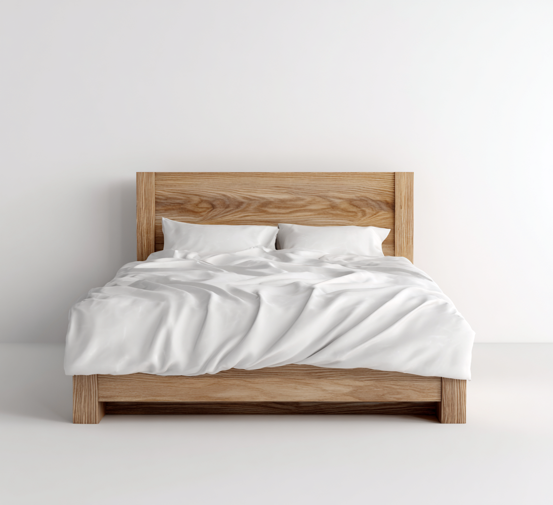 Cama matrimonial madera maciza 200x160x105 cm - color madera clara - diseño moderno - apta para dormitorio- Nestupden