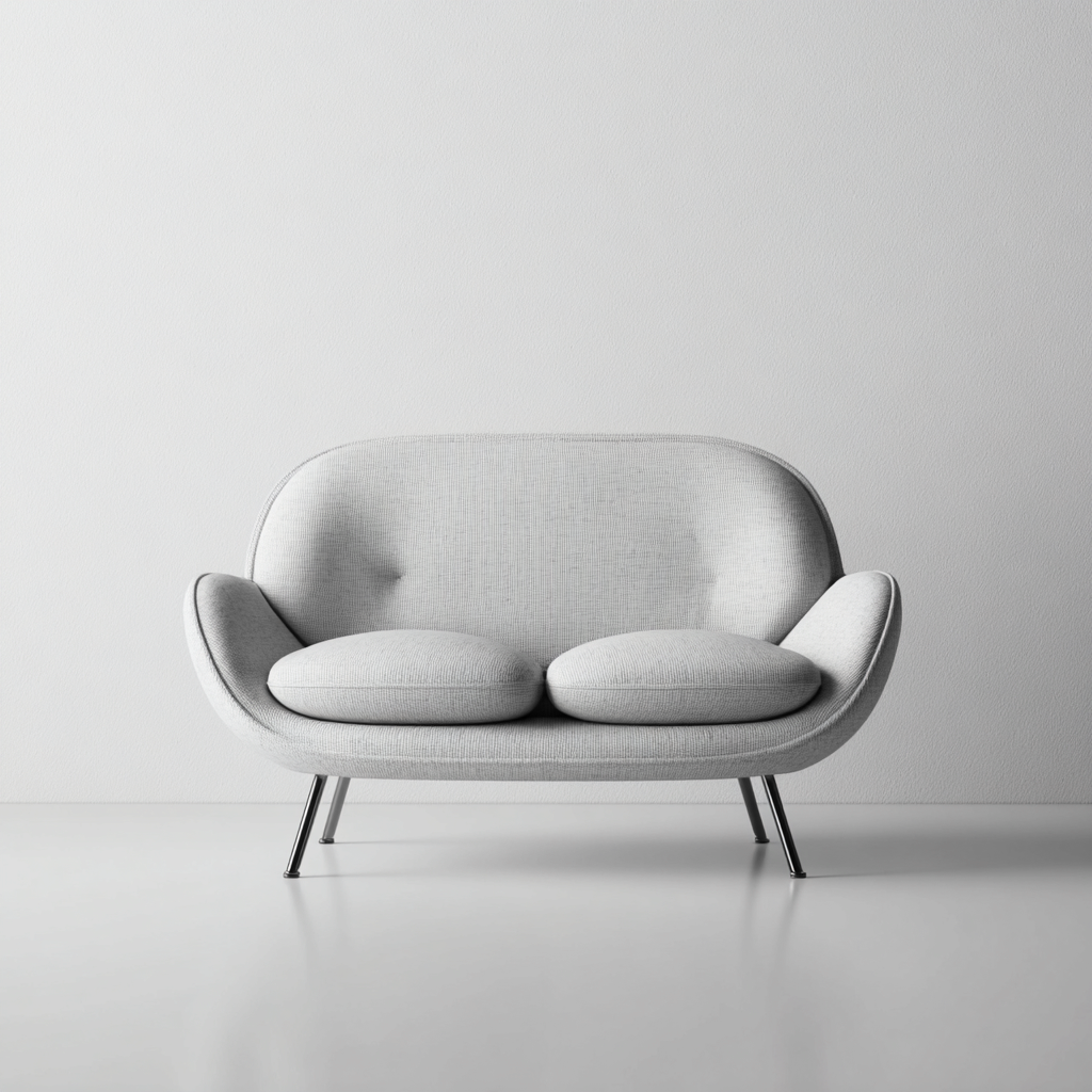 Sofá de 2 plazas tapizado 150x80x85 cm - gris claro - apto para salón - diseño moderno- Nestupden