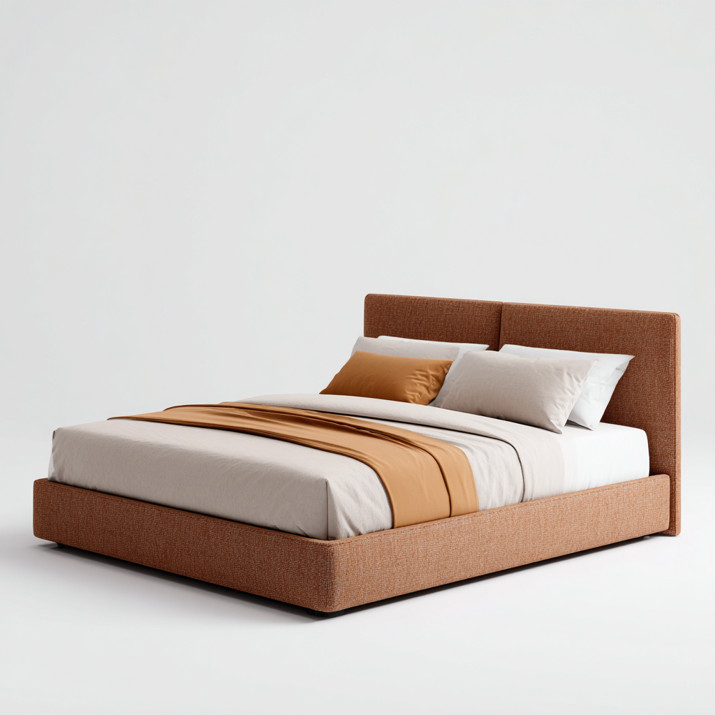 Cama matrimonial tapizada 200x160x95 cm - color marrón - diseño moderno - apta para dormitorio- Nestupden