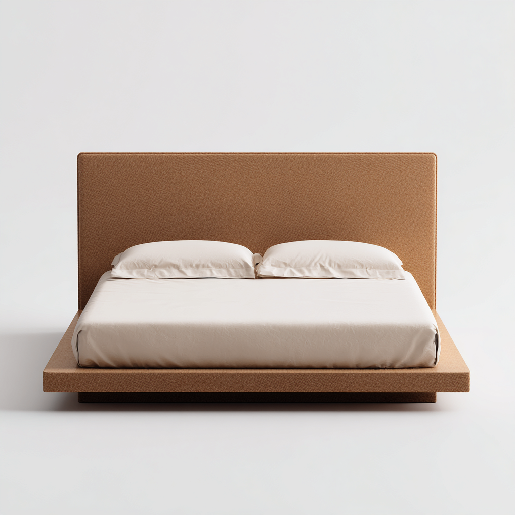 Cama matrimonial tapizada en tejido - 200x160x95 cm - color marrón - apta para dormitorio - diseño contemporáneo- Nestupden