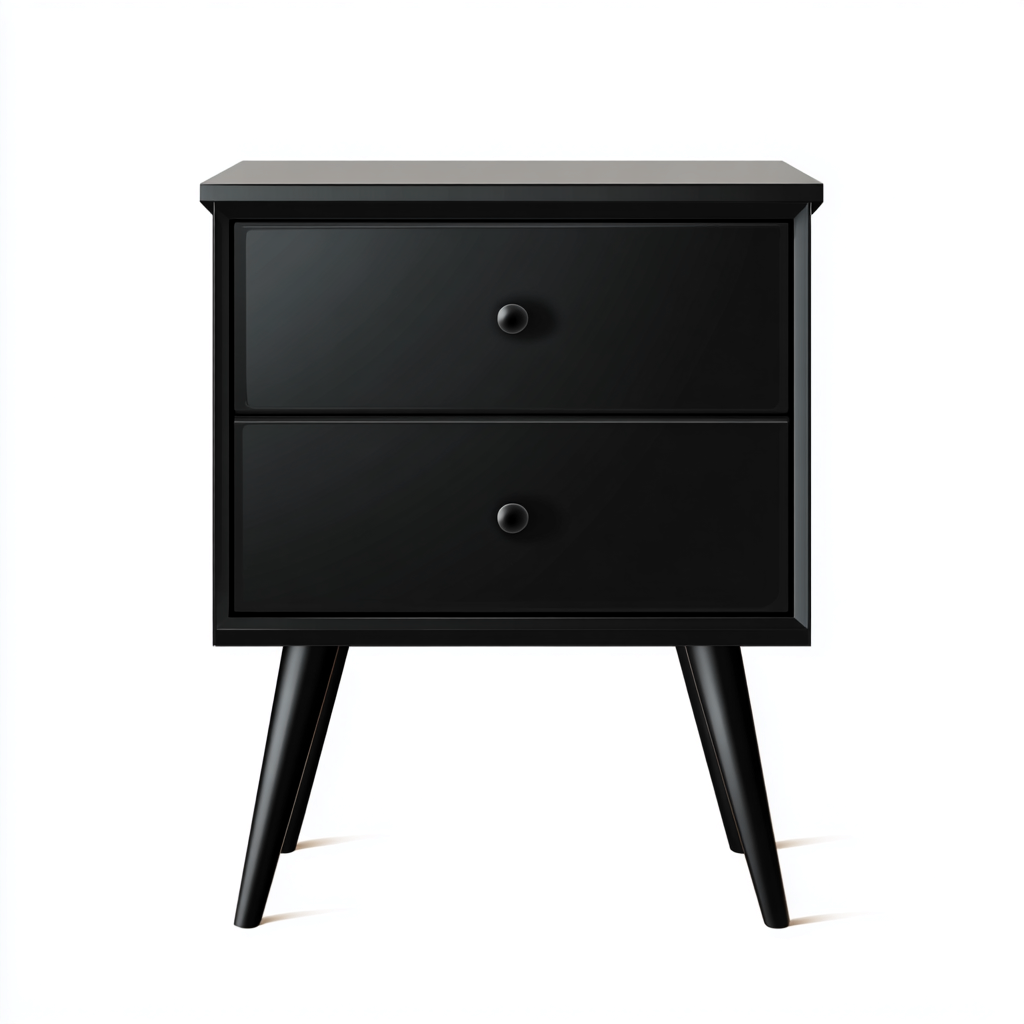 Mesita de noche madera 46x38x58 cm negro adecuada para dormitorio diseño moderno- Nestupden