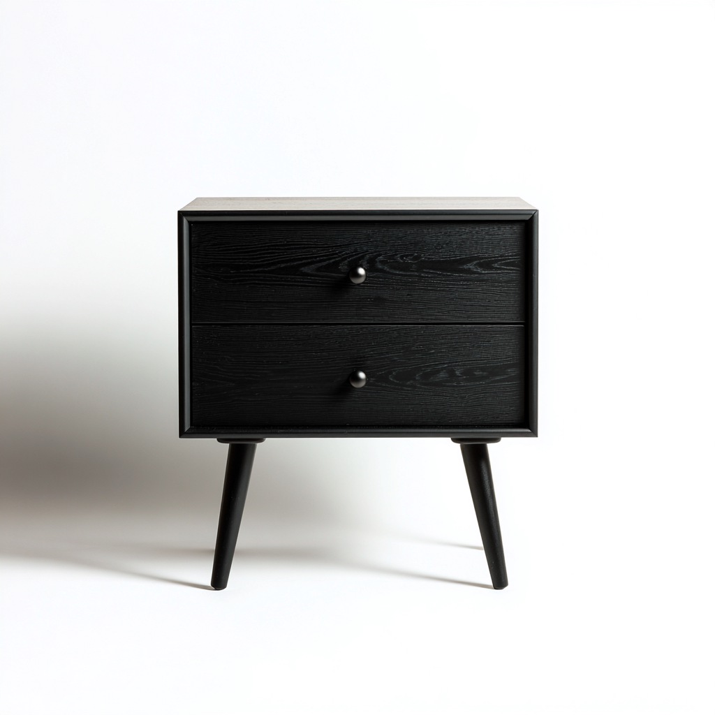 Mesita de noche madera 50x38x60 cm - negro - diseño moderno - apta para dormitorio- Nestupden