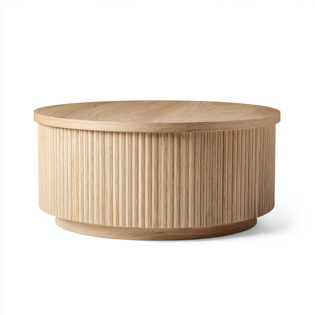 Mesa de jardín redonda madera 80x80x40 cm color madera claro apta para exterior - diseño moderno- Nestupden