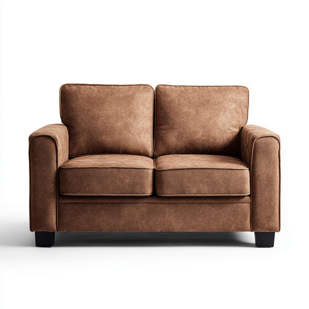 Sofá de 2 plazas tela 152x90x87 cm - marrón - diseño contemporáneo para salón- Nestupden