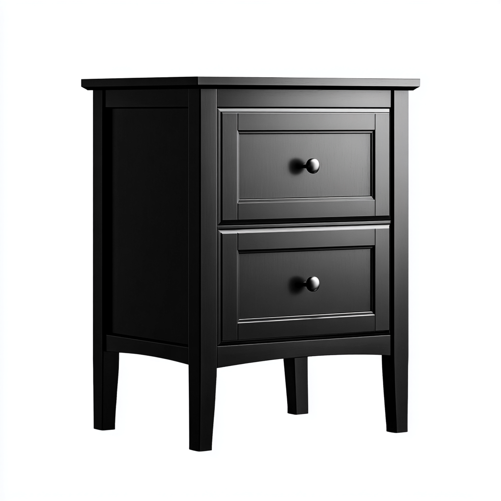 Mesita de noche madera 48x40x60 cm negro adecuada para dormitorio diseño moderno- Nestupden