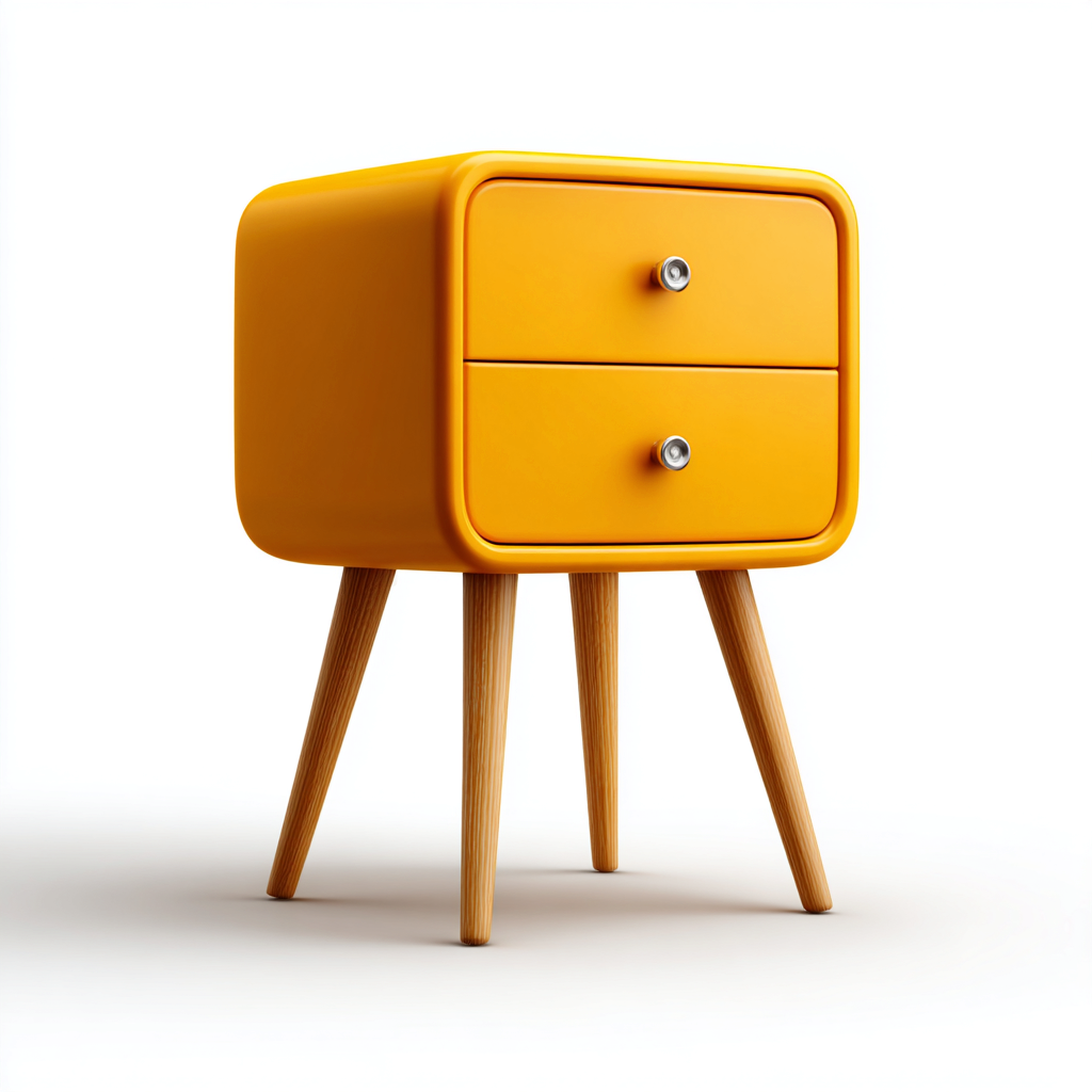 Mesita de noche madera 45x36x58 cm amarillo adecuada para dormitorio diseño moderno- Nestupden