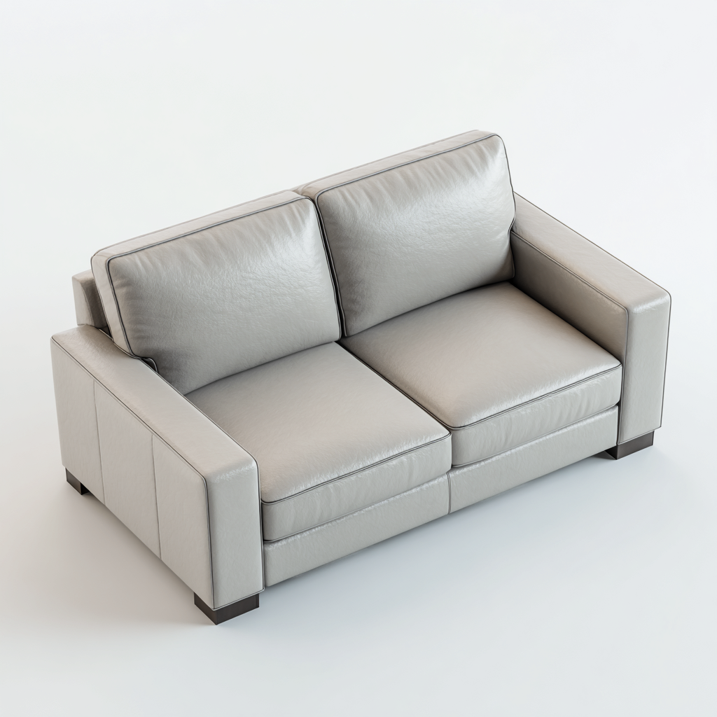 Sofá de 2 plazas de piel 155x90x85 cm - gris claro - apto para salón - diseño moderno- Nestupden