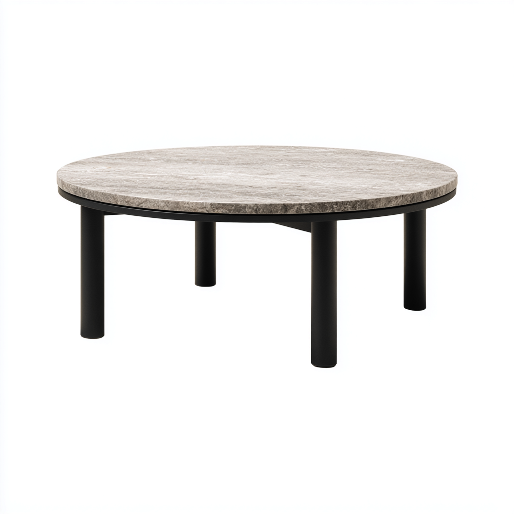 Mesa de jardín piedra - metal 90x90x40 cm - gris - negro - adecuado para jardín exterior - diseño moderno- Nestupden