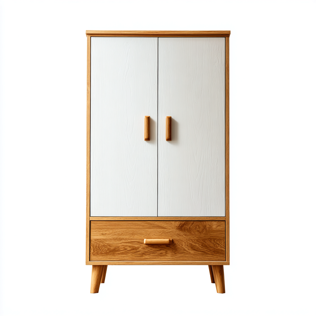 Armario de madera 80x45x165 cm - blanco - madera - adecuado para dormitorio - diseño moderno- Nestupden